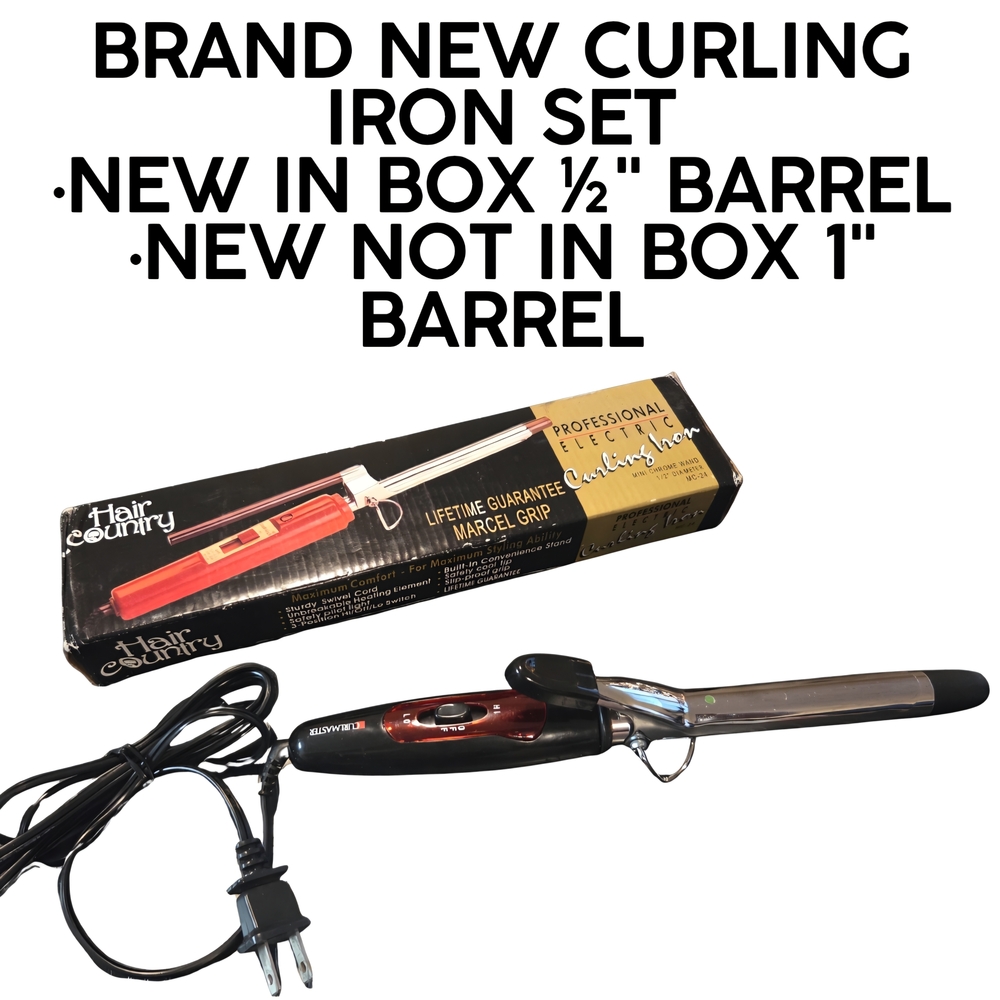 Vintage Curling Iron Set • 1 New in Box, 1 New Not in Box • ½" & 1" Barrels